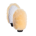 One sided natural sheepskin grooming mitt pro white